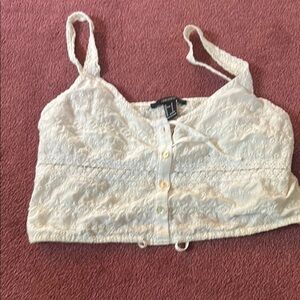 Forever 21 Cream Fitted Camisole Crop